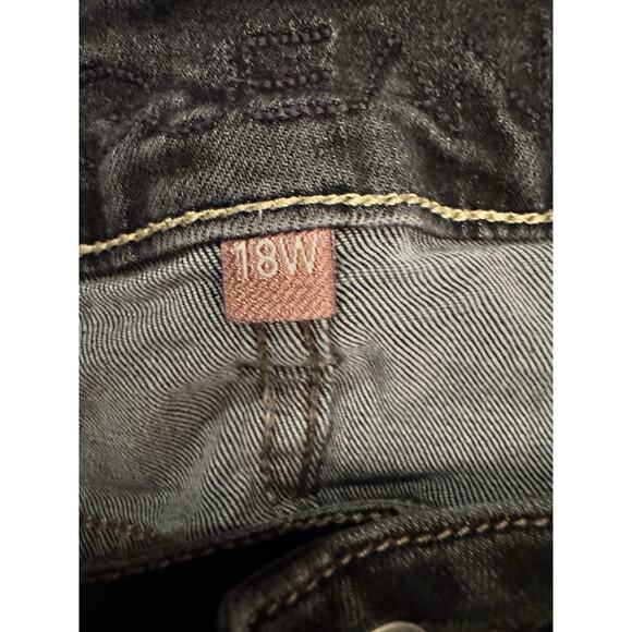 Jag Jeans Plus Sz 18W Black Stretch Denim Girlfriend Raw Edge Ankles Retro Boho - Picture 9 of 11